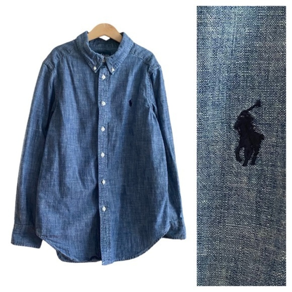 Ralph Lauren Blue Chambray Button Down Shirt 10